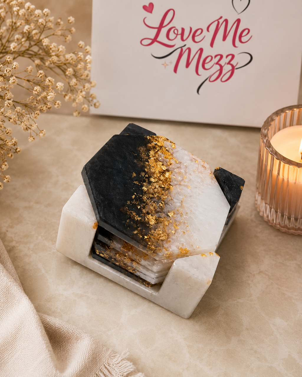 Coaster set with holder