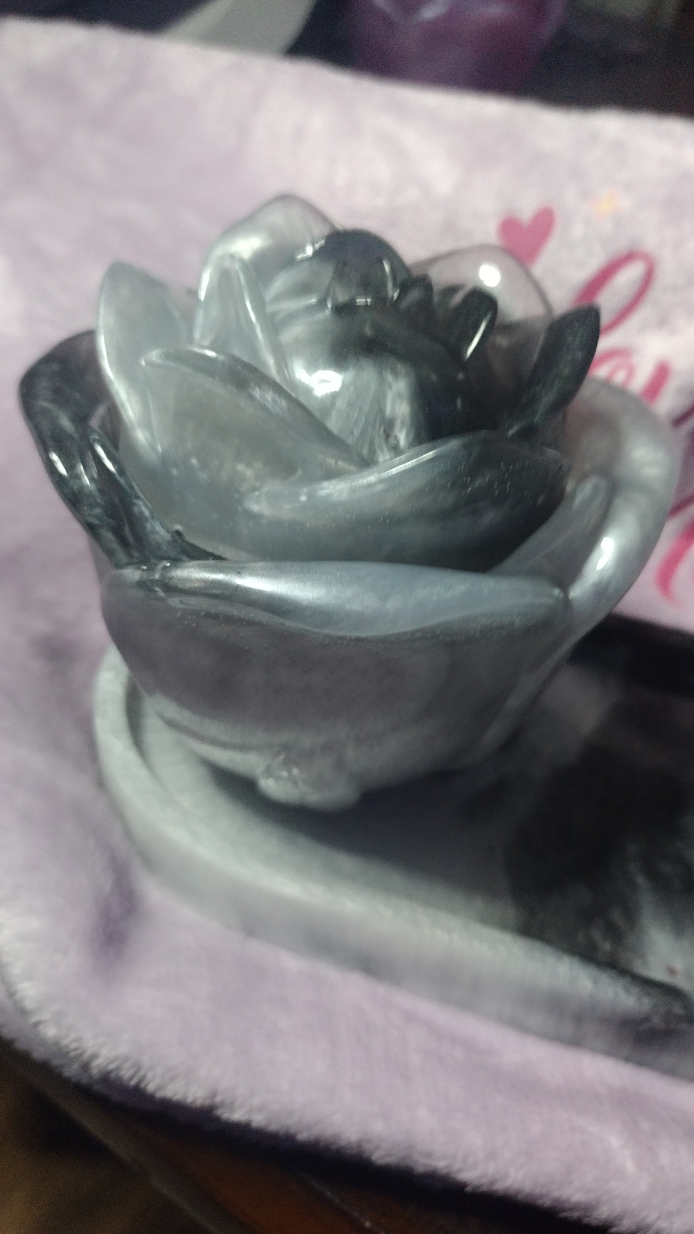 Marble rose jar and matching plate