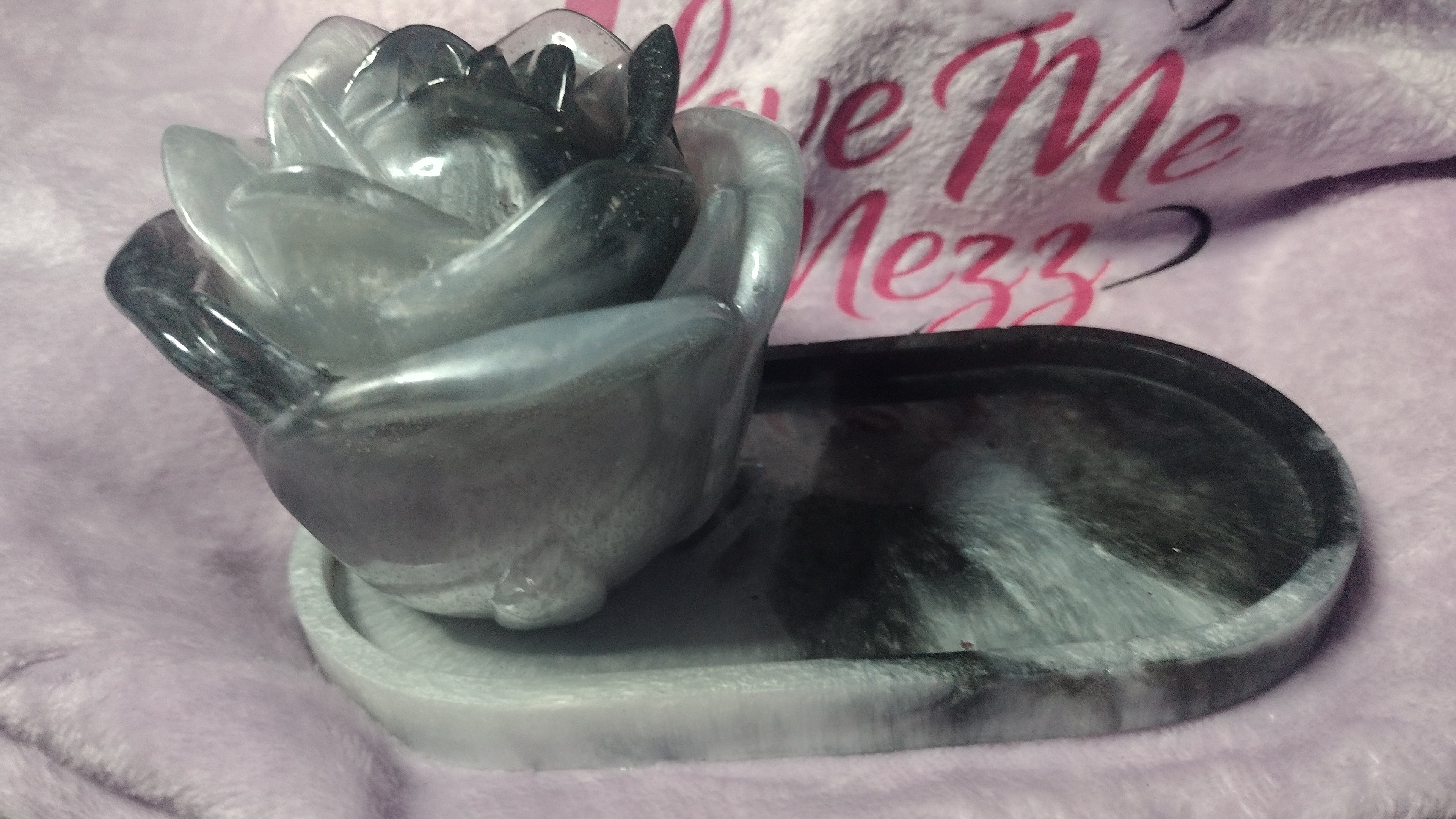 Marble rose jar and matching plate