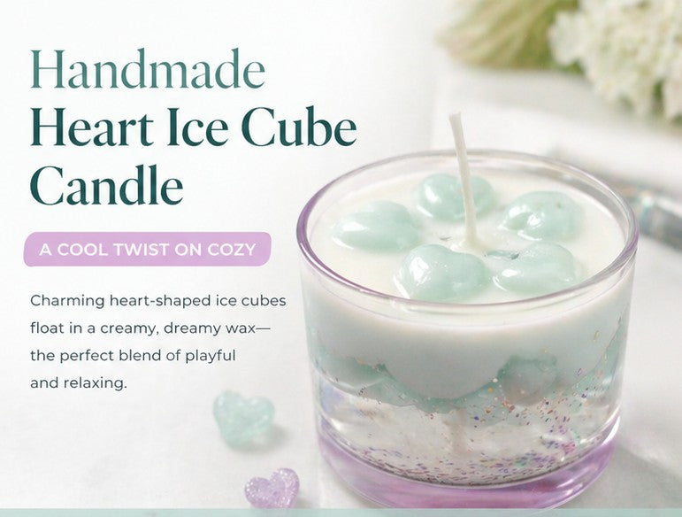 Fresh linen candle with heart floating