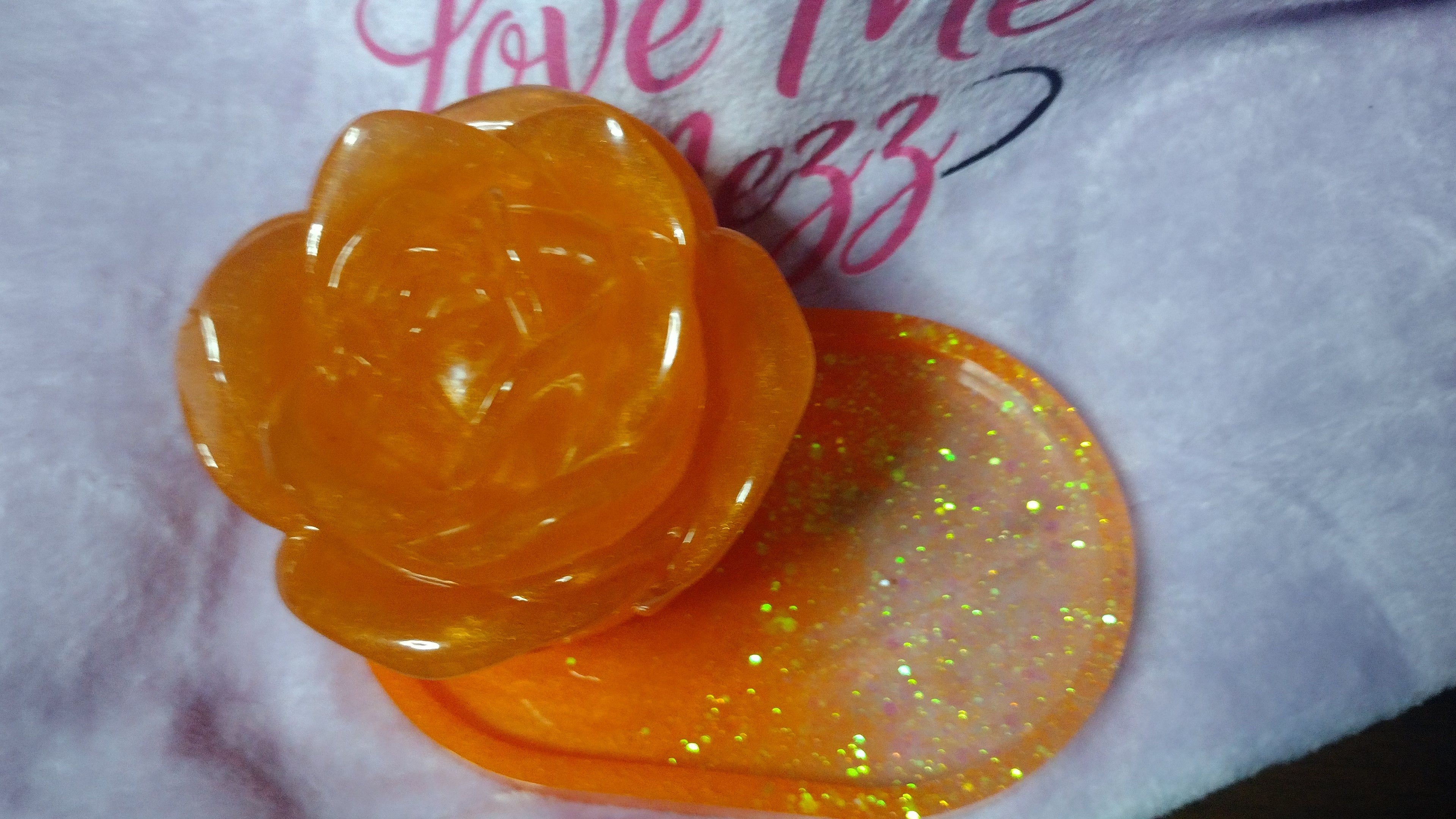 Resin made orange rose jar and matching plate