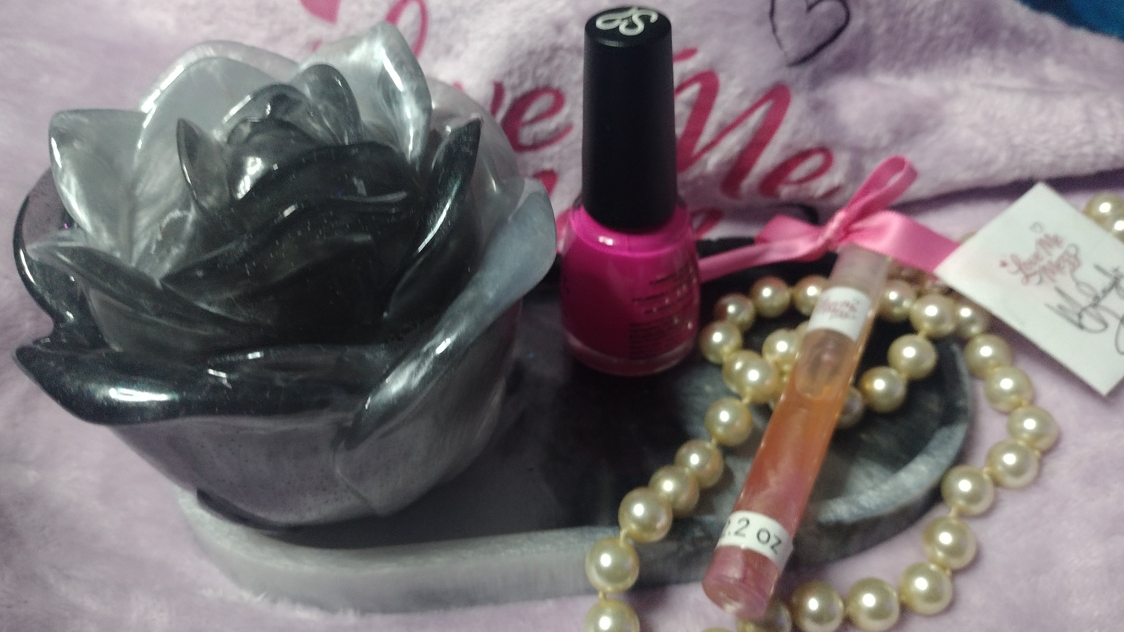 Marble rose jar and matching plate