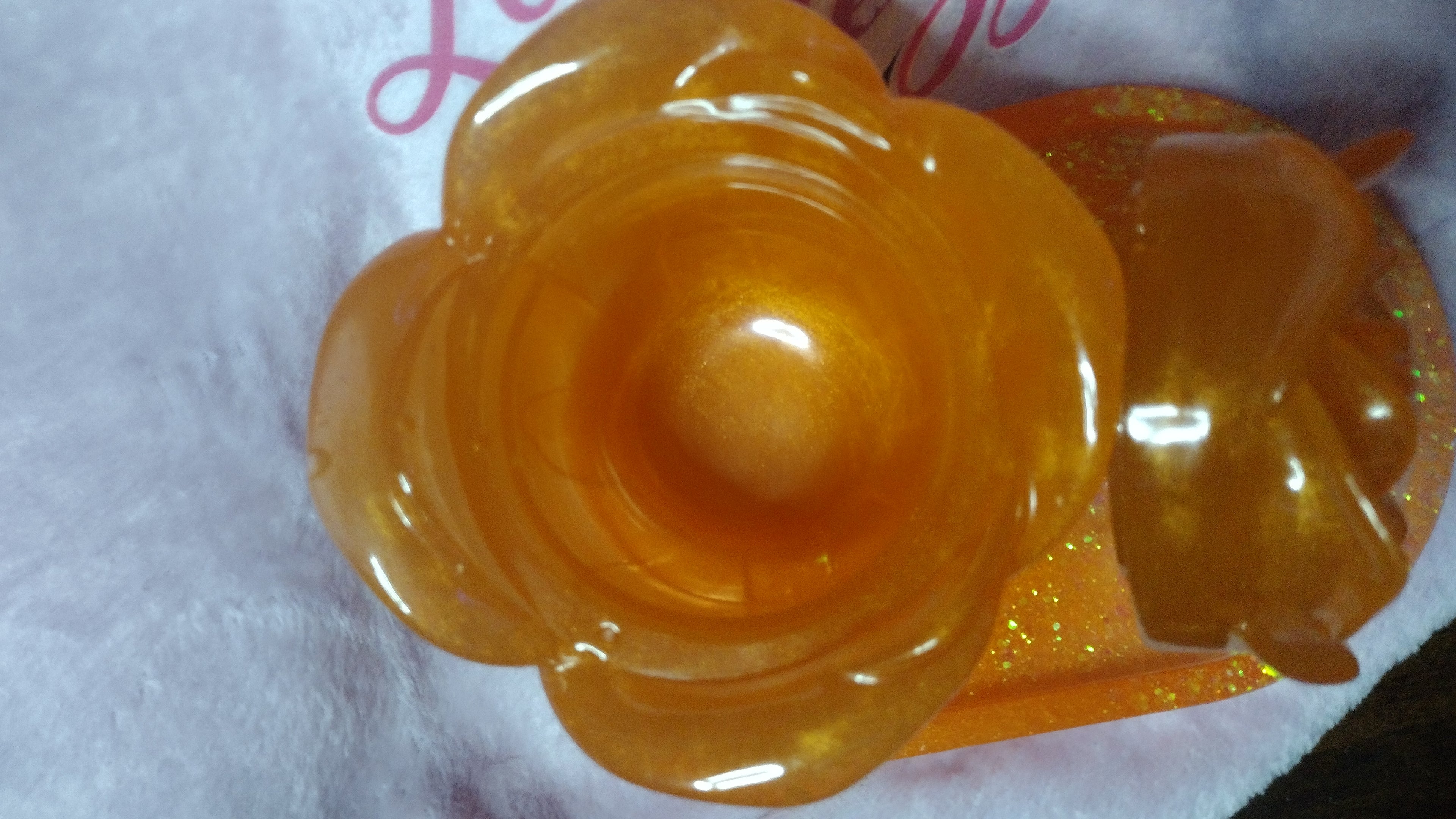 Resin made orange rose jar and matching plate