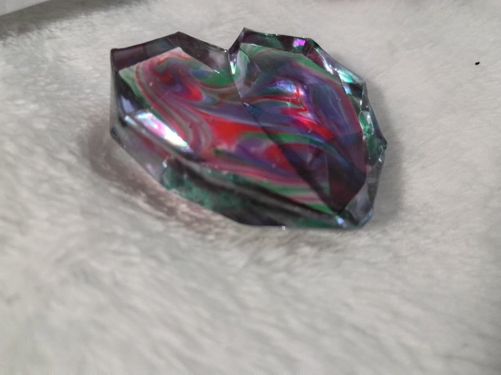 2 hearts made with resin