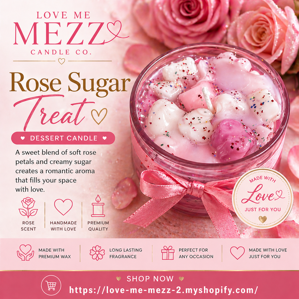 Handmade Rose Sugar Scented Soy Wax