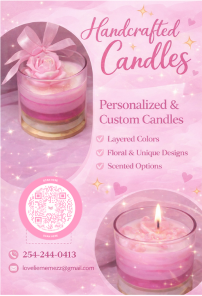 Pink Flower Candle