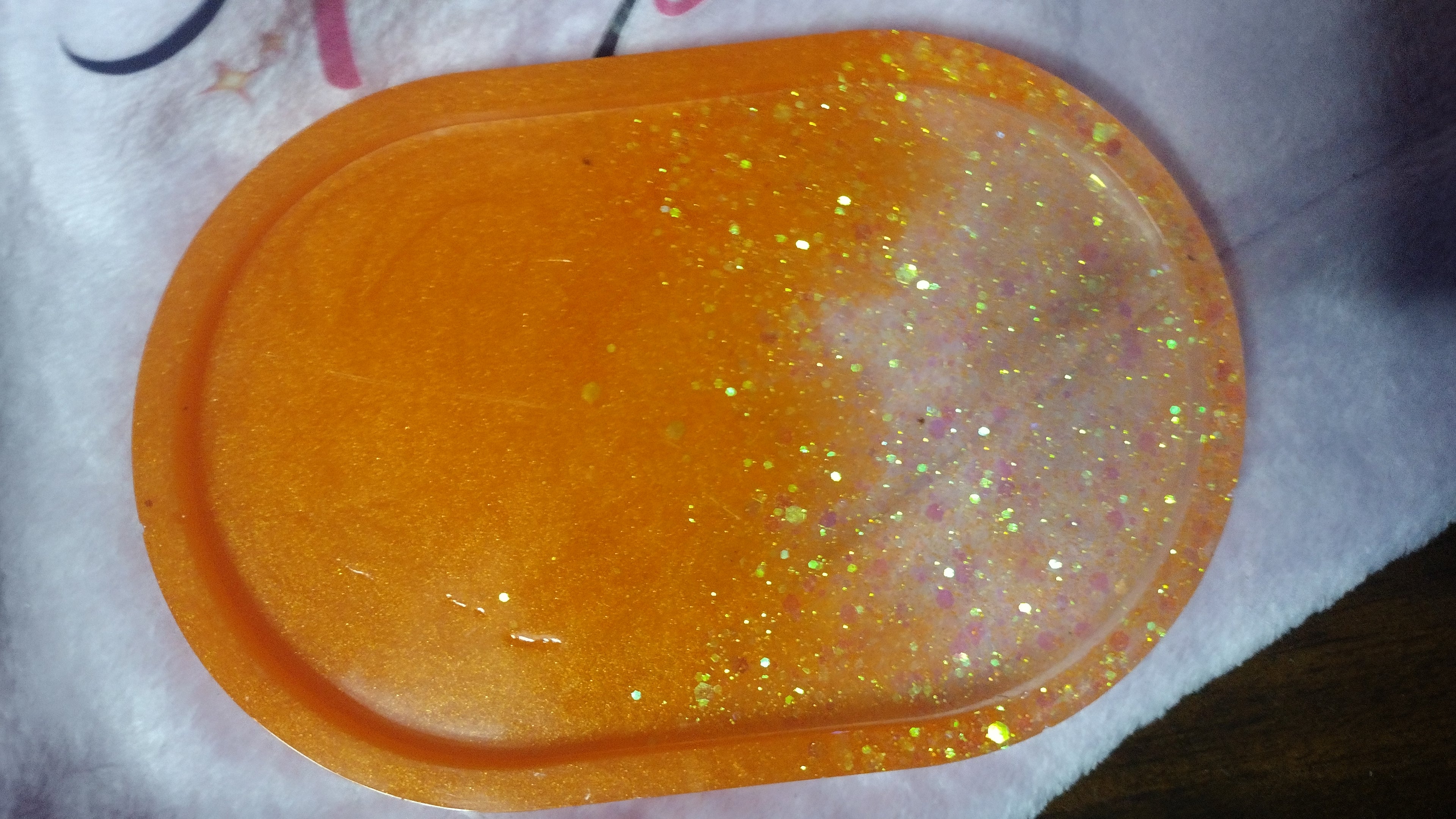 Resin made orange rose jar and matching plate
